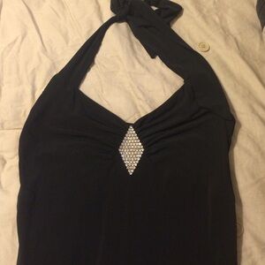 COPY - Sexy long black prom dress with halter straps